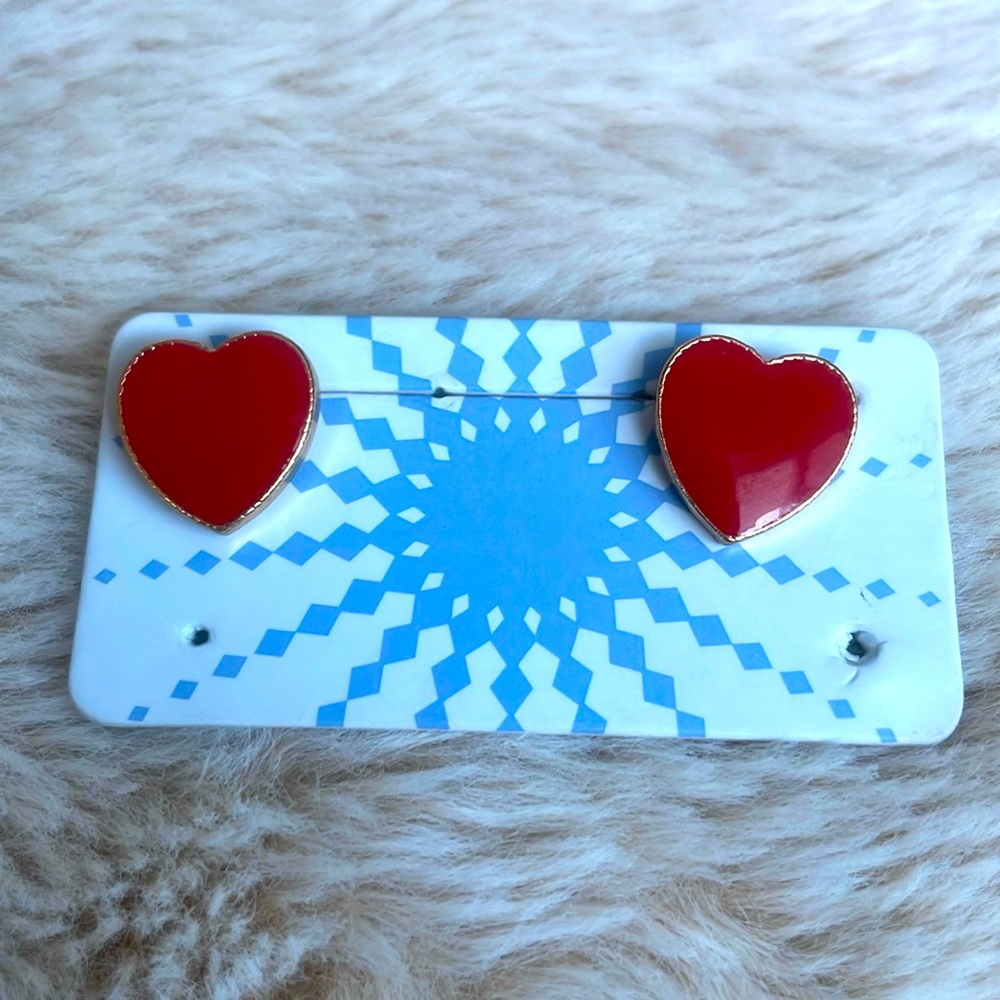 Red Heart Stud Earrings